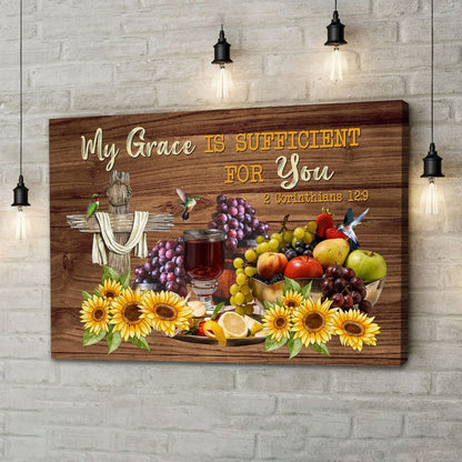 Christian Wall Art 2 Corinthians 129 My Grace Is Sufficient For You Canvas Print - Religious Wall Decor