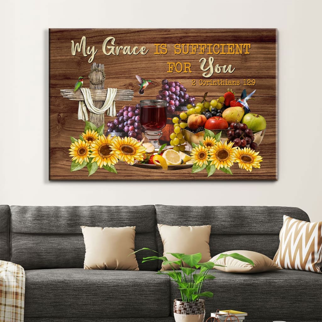 Christian Wall Art 2 Corinthians 129 My Grace Is Sufficient For You Canvas Print - Religious Wall Decor
