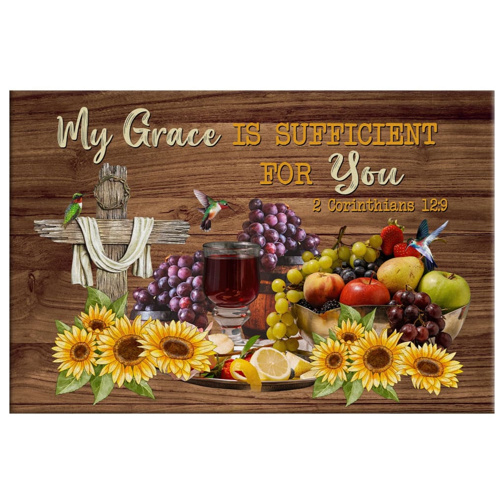 Christian Wall Art 2 Corinthians 129 My Grace Is Sufficient For You Canvas Print - Religious Wall Decor