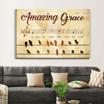 Christian Wall Art Amazing Grace How Sweet The Sound, Bird Painting Canvas Print - Religious Wall Decor