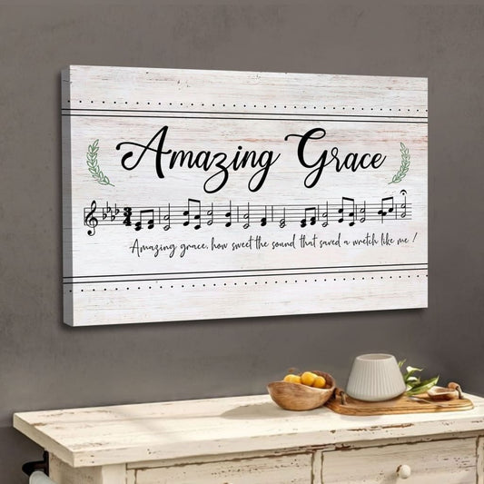 Christian Wall Art Amazing Grace How Sweet The Sound, Sheet Music, Christian Song Lyrics Canvas Art - Religious Wall Decor