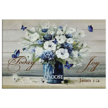 Christian Wall Art Butterfly Flower, Today I Choose Joy Wall Art Canvas Print - Religious Wall Decor