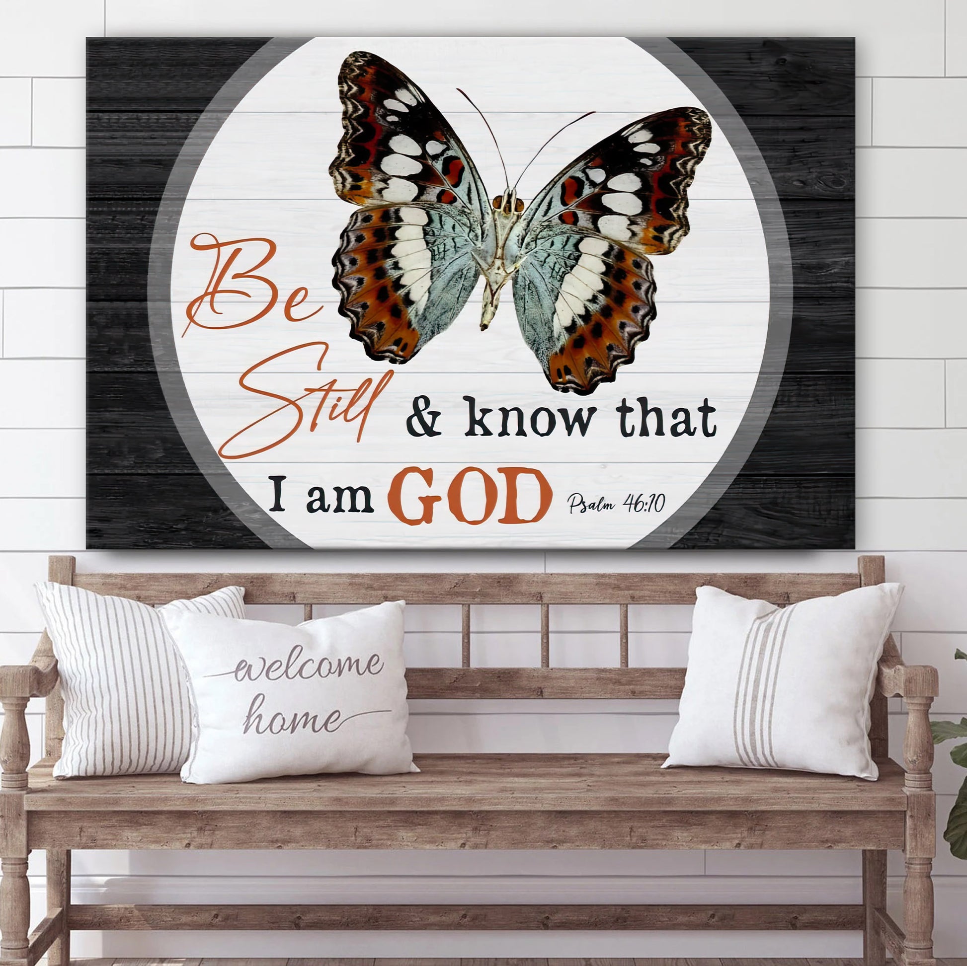 Christian Wall Art Canvas Be Still And Know That I Am God Butterflies - Art For Wall
