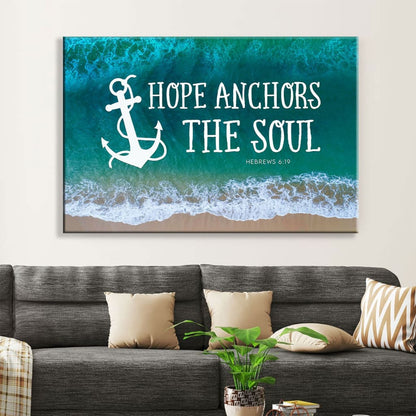 Christian Wall Art Hope Anchors The Soul Wall Art Canvas Print - Religious Wall Decor