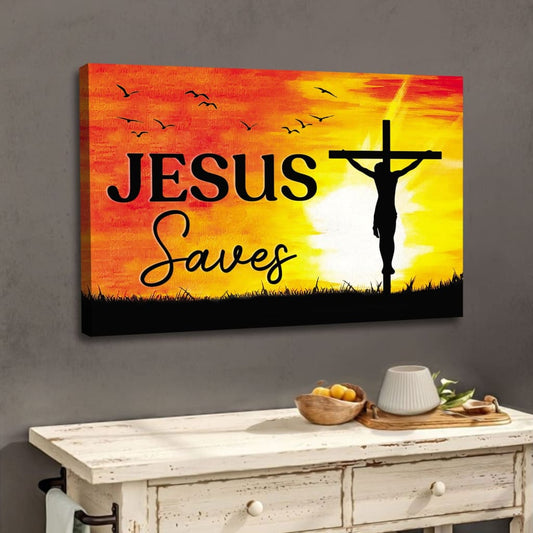 Christian Wall Art Jesus Saves Wall Art Canvas Print - Religious Wall Decor