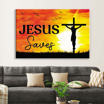 Christian Wall Art Jesus Saves Wall Art Canvas Print - Religious Wall Decor