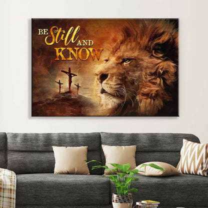 Christian Wall Art Lion Of Judah, Be Still And Know Canvas Print - Religious Wall Decor