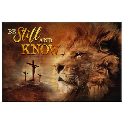 Christian Wall Art Lion Of Judah, Be Still And Know Canvas Print - Religious Wall Decor