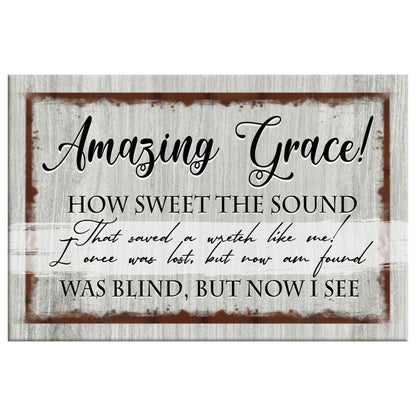 Christian Wall Decor Amazing Grace How Sweet The Sound Wall Art Canvas Print - Religious Wall Decor