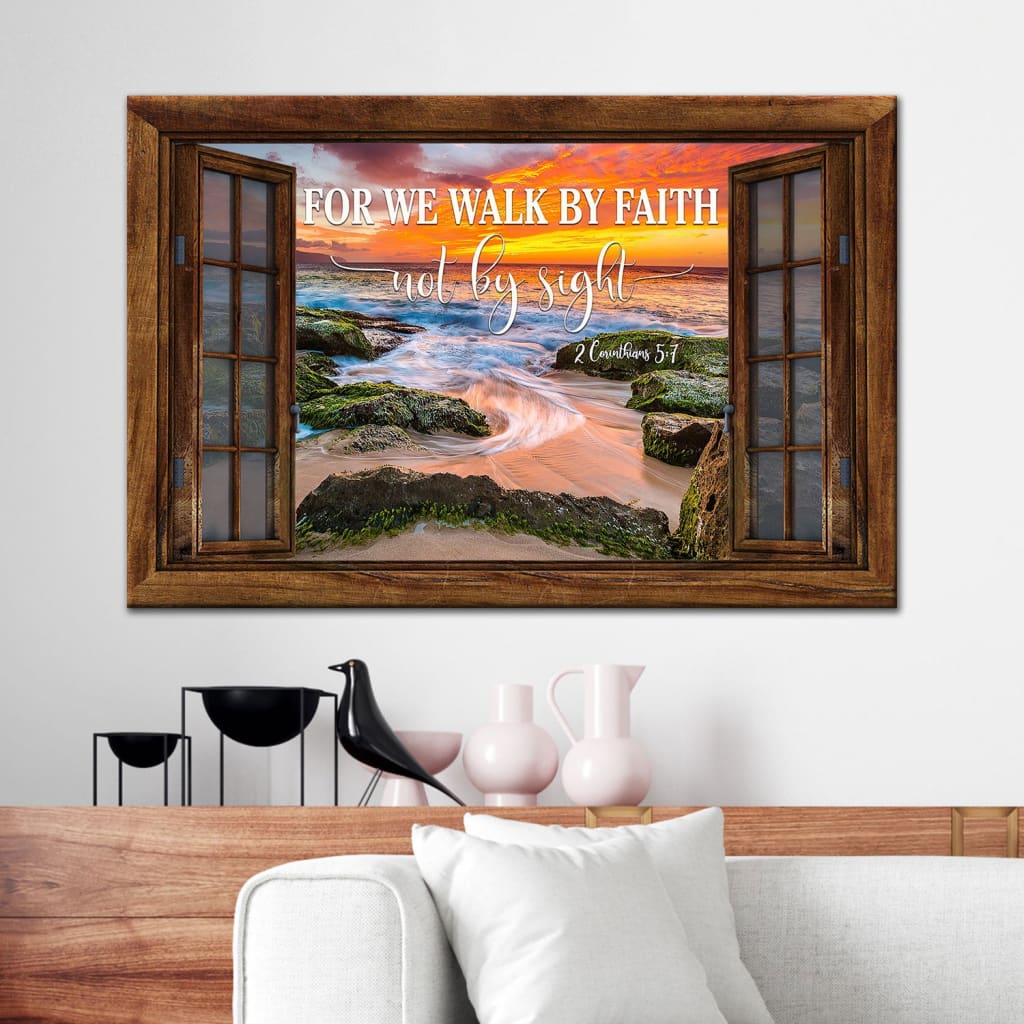 Christian Wall Decor For We Walk By Faith Not By Sight Wall Art Canvas - Religious Wall Decor