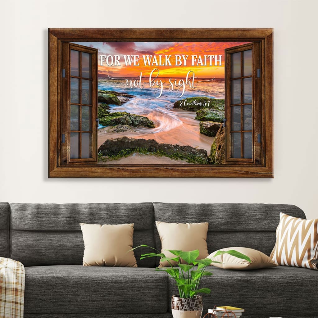 Christian Wall Decor For We Walk By Faith Not By Sight Wall Art Canvas - Religious Wall Decor