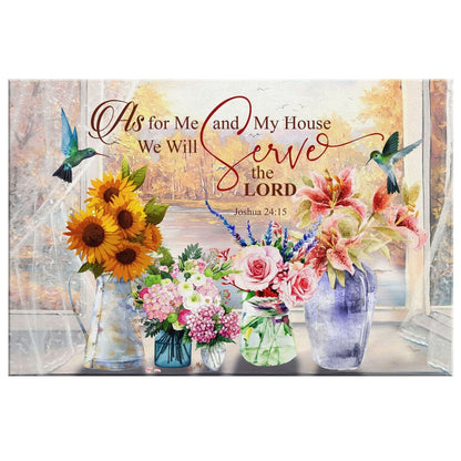 Christian Wall Decor Joshua 2415 Kjv Floral Hummingbird Canvas Wall Art - Religious Wall Decor