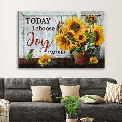 Christian Wall Decor Today I Choose Joy, Sunflower Wall Art Canvas - Religious Wall Decor