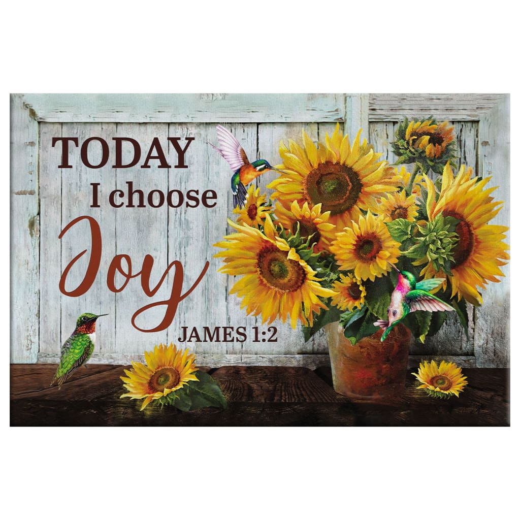 Christian Wall Decor Today I Choose Joy, Sunflower Wall Art Canvas - Religious Wall Decor