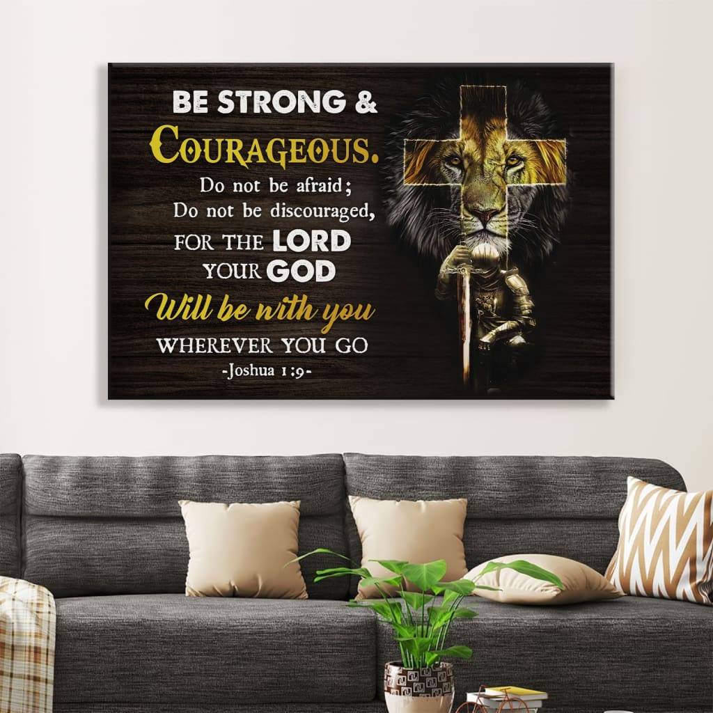 Christian Warrior Be Strong And Courageous Joshua 19 Wall Art Canvas Print - Religious Wall Decor