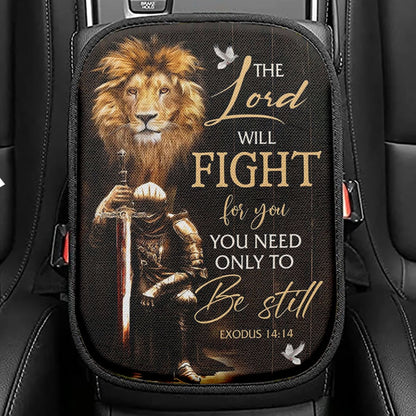 Christian Warrior Exodus 1414 The Lord Will Fight For You Seat Box Cover, Bible Verse Car Center Console Cover, Scripture Car Interior Accessories