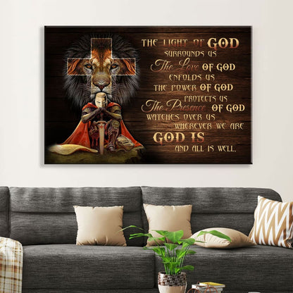 Christian Warrior, Lion Of Judah, Prayer For Protection Wall Art Canvas Print - Religious Wall Decor