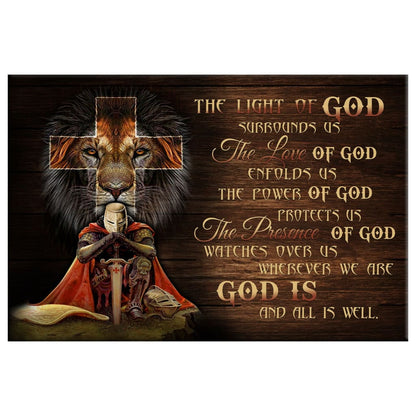 Christian Warrior, Lion Of Judah, Prayer For Protection Wall Art Canvas Print - Religious Wall Decor