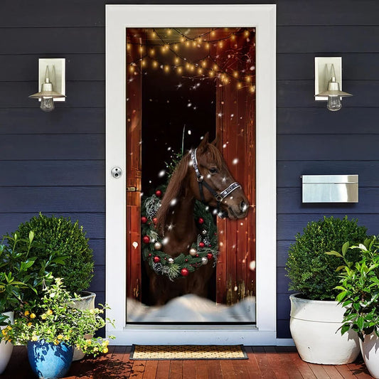 Christmas Barn Horse Door Cover - Christmas Horse Decor - Christmas Outdoor Decoration