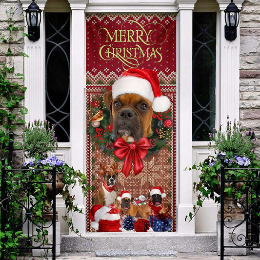 Christmas Begins With Boxer Door Cover - Front Door Christmas Cover - Christmas Outdoor Decoration