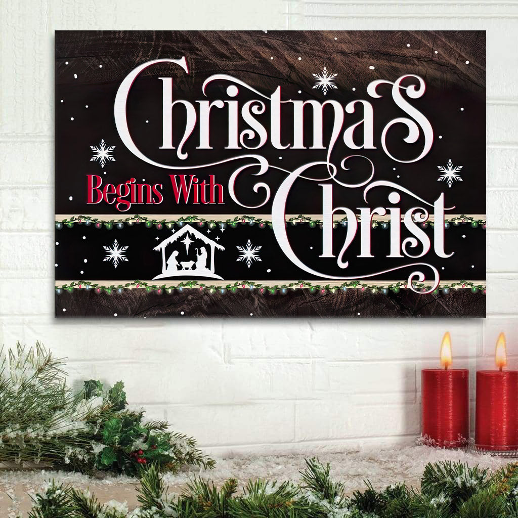 Christmas Begins With Christ Jesus Born Wall Art Canvas Christian Gifts - Religious Canvas Painting