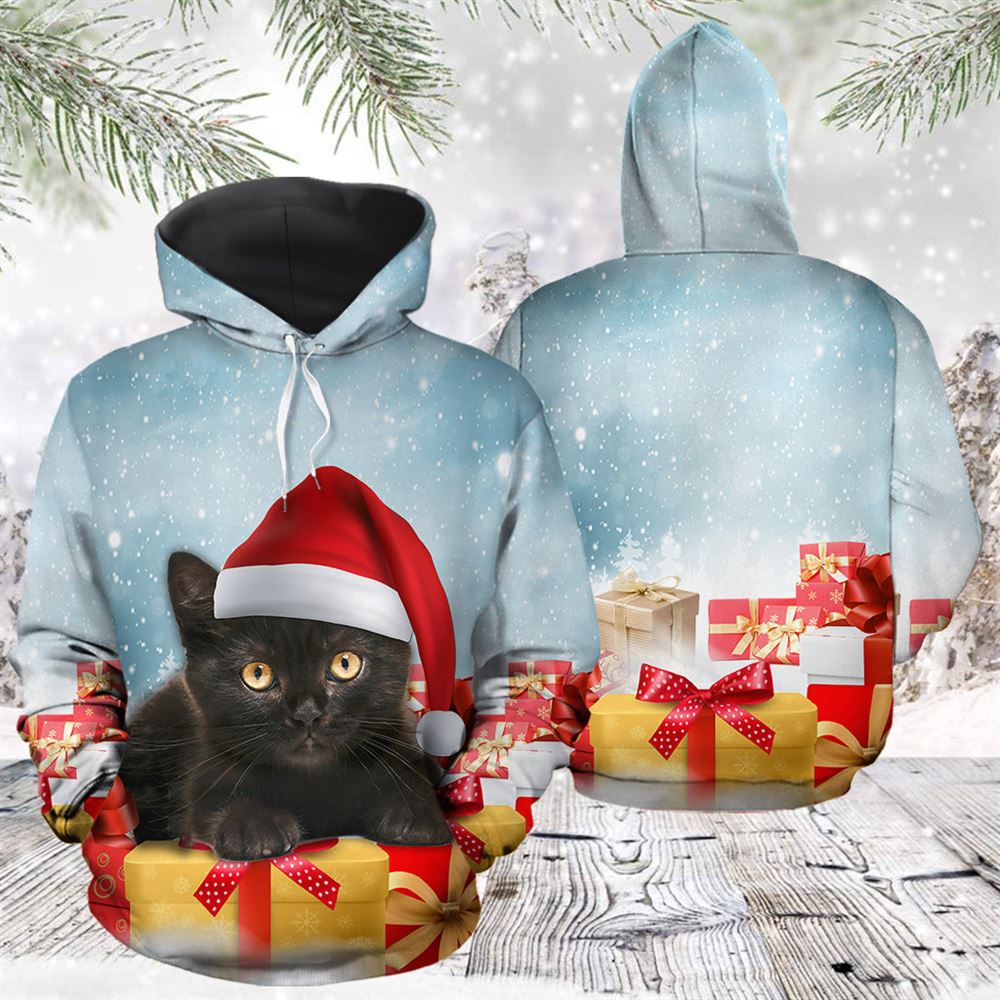 Christmas Black Cat 1 All Over Print 3D Hoodie For Men And Women, Best Gift For Cat lovers, Best Outfit Christmas