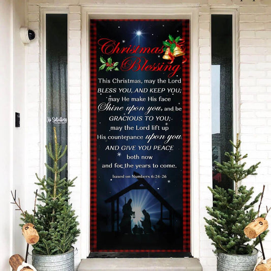 Christmas Blessing Door Cover - Front Door Christmas Cover - Christmas Outdoor Decoration