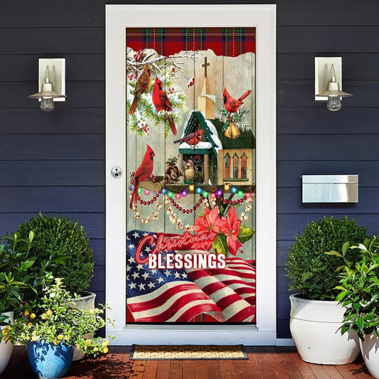 Christmas Blessings Home Door Cover -Front Door Christmas Cover - Christmas Outdoor Decoration