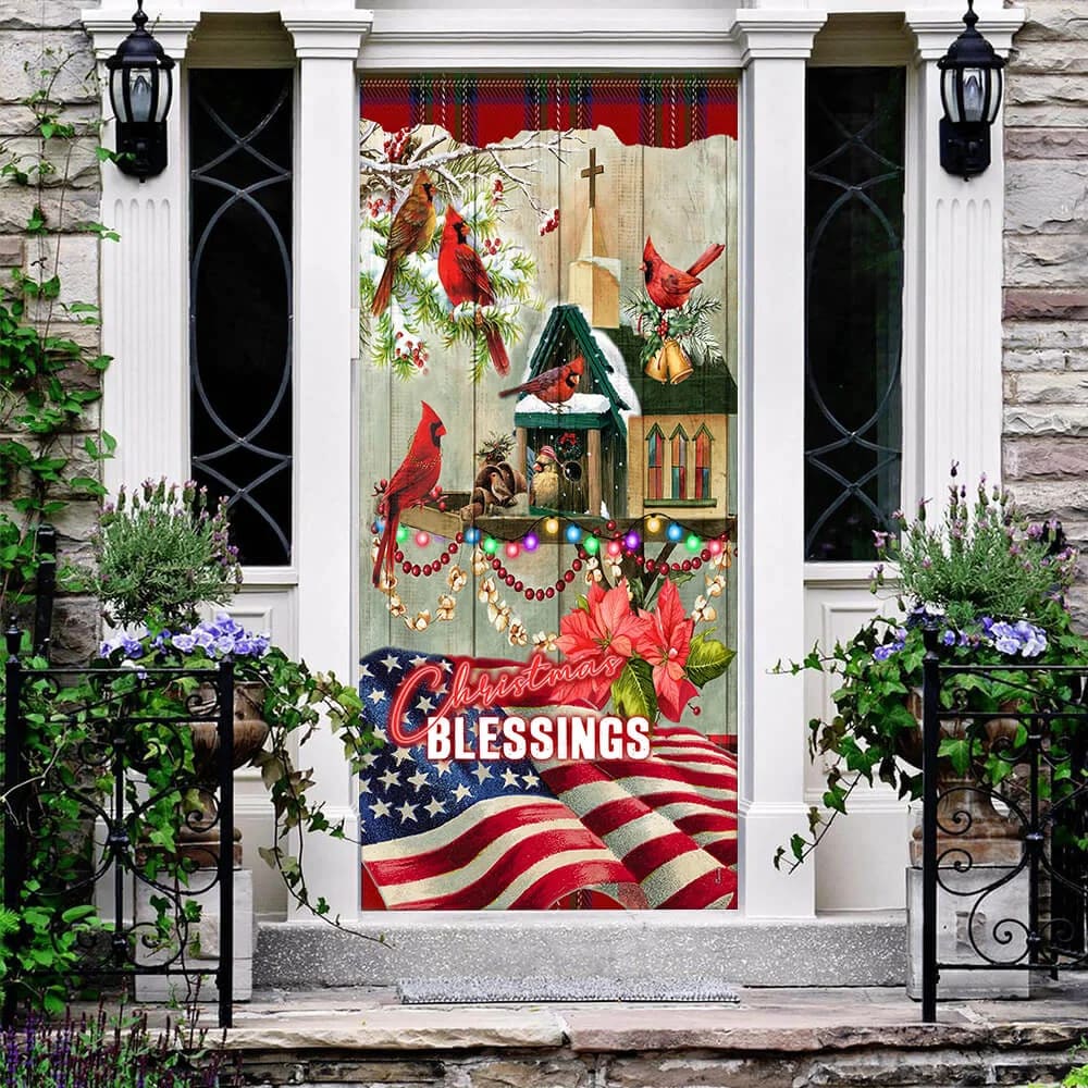 Christmas Blessings Home Door Cover -Front Door Christmas Cover - Christmas Outdoor Decoration