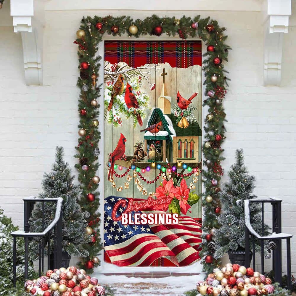 Christmas Blessings Home Door Cover -Front Door Christmas Cover - Christmas Outdoor Decoration