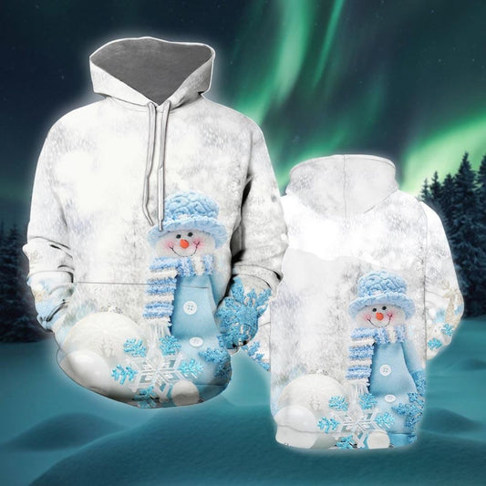 Christmas Blue Snowman All Over Print 3D Hoodie For Men And Women, Christmas Gift, Warm Winter Clothes, Best Outfit Christmas