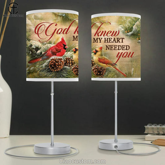 Christmas Cardinal Bird - God Knew My Heart Needed You Table Lamp For Bedroom - Christian Room Decor
