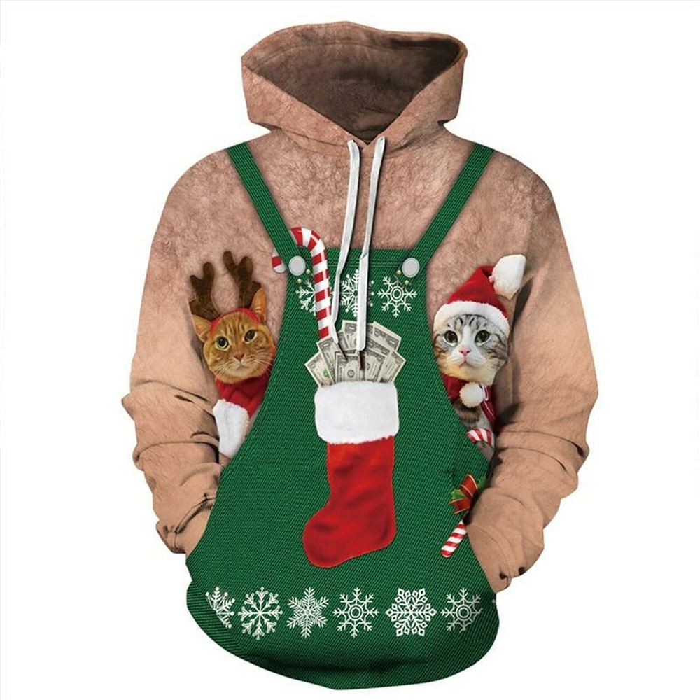 Christmas Cat 2 All Over Print 3D Hoodie For Men And Women, Best Gift For Cat lovers, Best Outfit Christmas