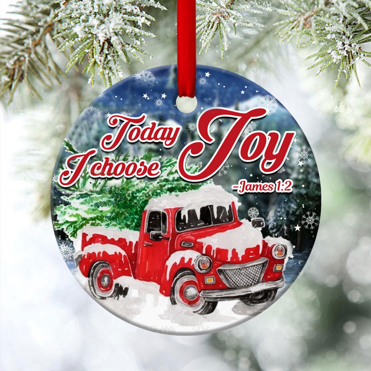 Christmas Ceramic Circle Ornament - I Choose Joy For Today - Ornaments Hanging Gift - Nativity Ornaments