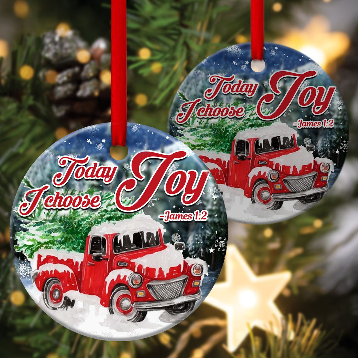 Christmas Ceramic Circle Ornament - I Choose Joy For Today - Ornaments Hanging Gift - Nativity Ornaments