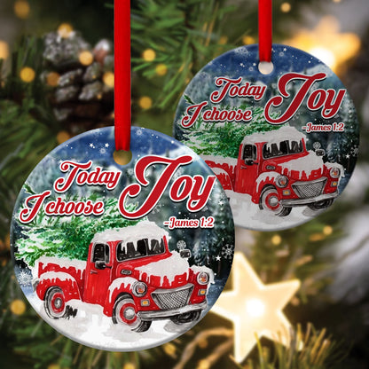 Christmas Ceramic Circle Ornament - I Choose Joy For Today - Ornaments Hanging Gift - Nativity Ornaments