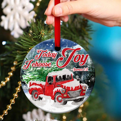 Christmas Ceramic Circle Ornament - I Choose Joy For Today - Ornaments Hanging Gift - Nativity Ornaments