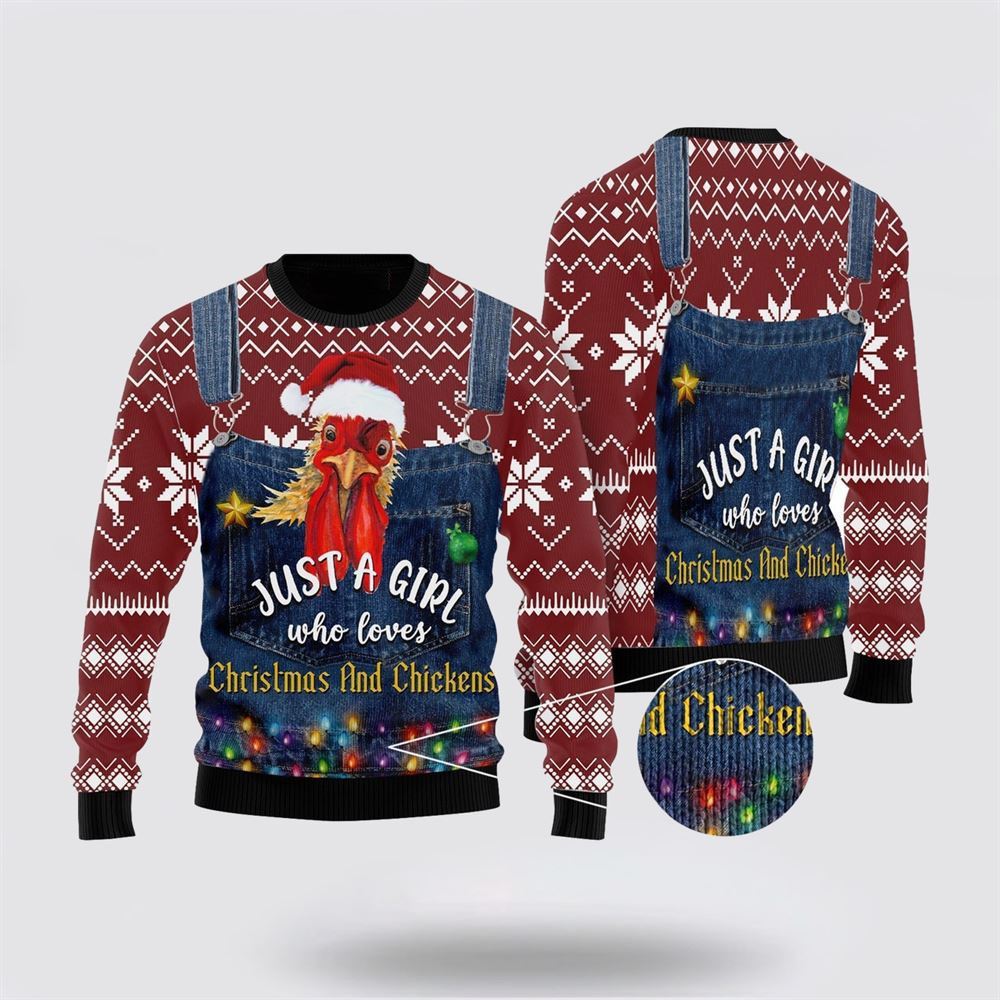 Christmas & Chicken Ugly Christmas Sweater, Farm Sweater, Christmas Gift, Best Winter Outfit Christmas