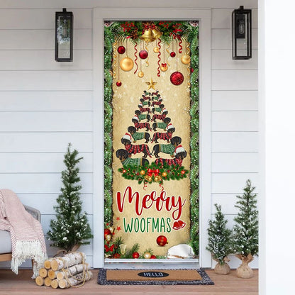 Christmas Dachshunds Tree Door Cover - Door Christmas Cover - Christmas Outdoor Decoration