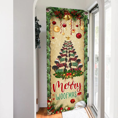 Christmas Dachshunds Tree Door Cover - Door Christmas Cover - Christmas Outdoor Decoration