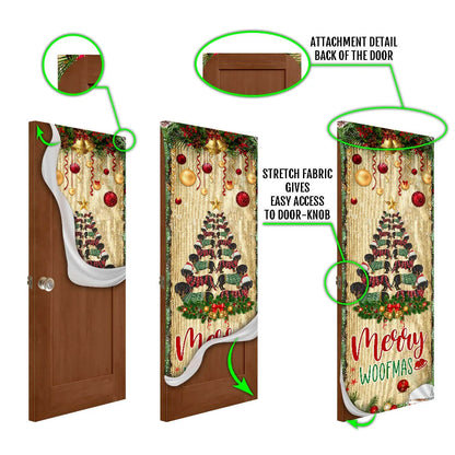 Christmas Dachshunds Tree Door Cover - Door Christmas Cover - Christmas Outdoor Decoration