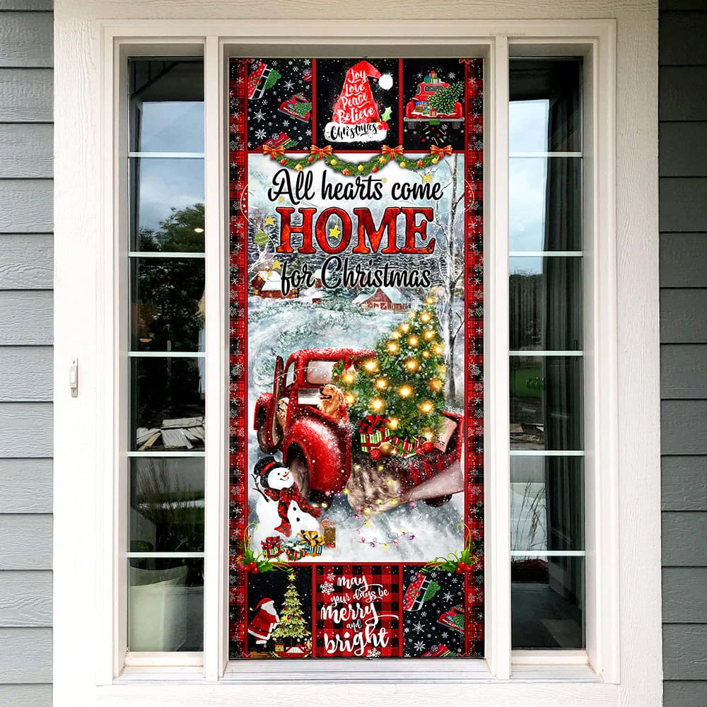 Christmas Door Cover All Hearts Come Home For Christmas - Christmas Door Cover