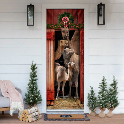 Christmas Door Cover Happy Family Camel - Christmas Door Cover