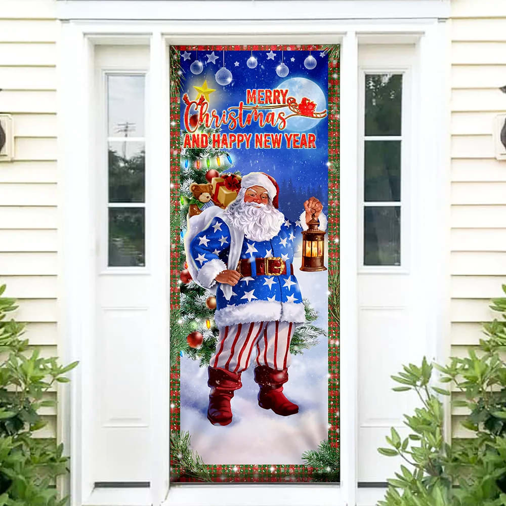 Christmas Door Cover Santa Merry Christmas And Happy New Year - Christmas Door Cover