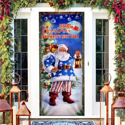 Christmas Door Cover Santa Merry Christmas And Happy New Year - Christmas Door Cover