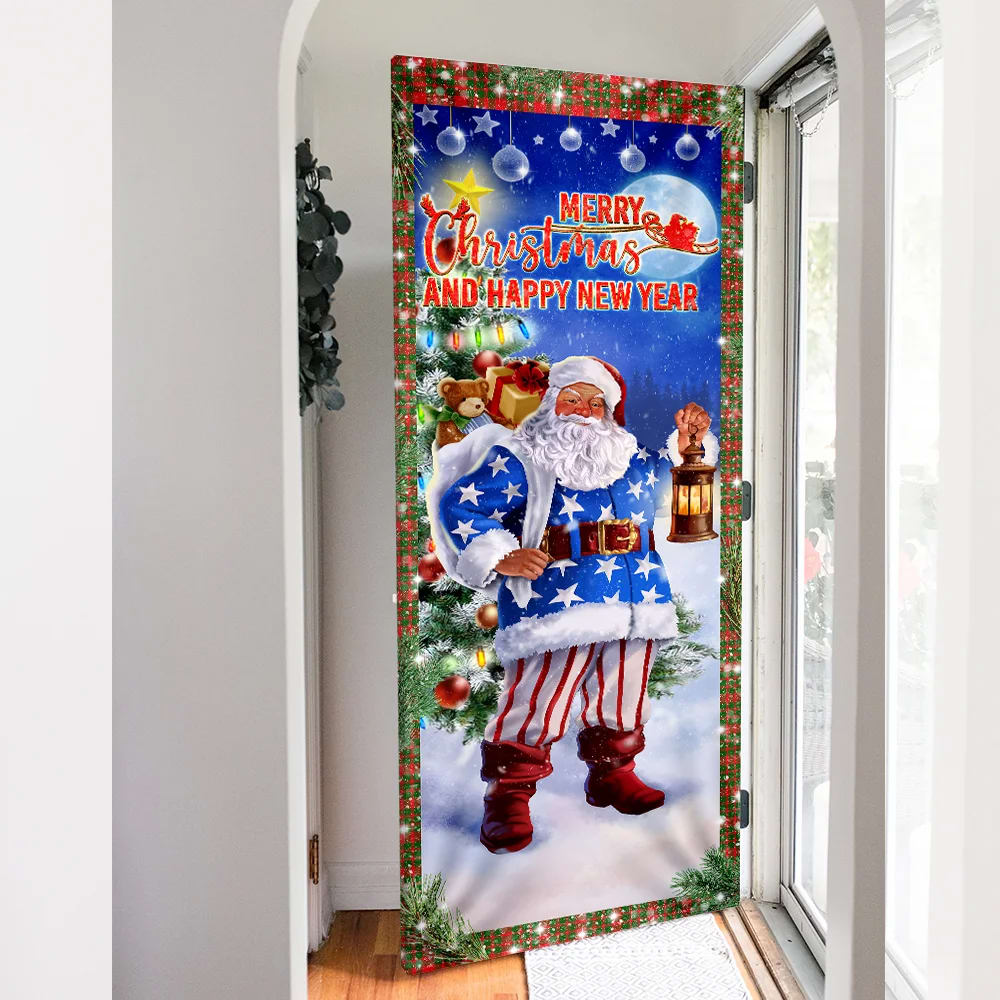 Christmas Door Cover Santa Merry Christmas And Happy New Year - Christmas Door Cover