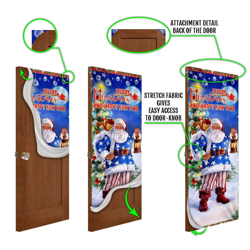 Christmas Door Cover Santa Merry Christmas And Happy New Year - Christmas Door Cover