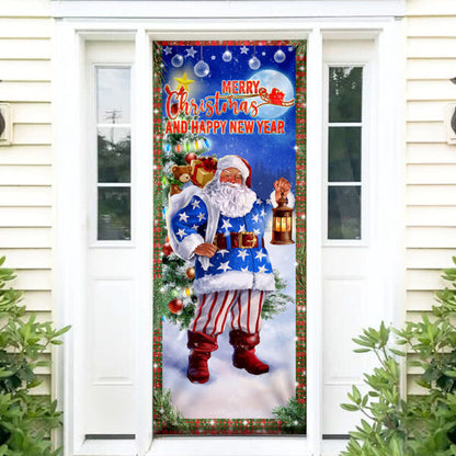 Christmas Door Cover Santa Merry Christmas And Happy New Year - Christmas Door Cover