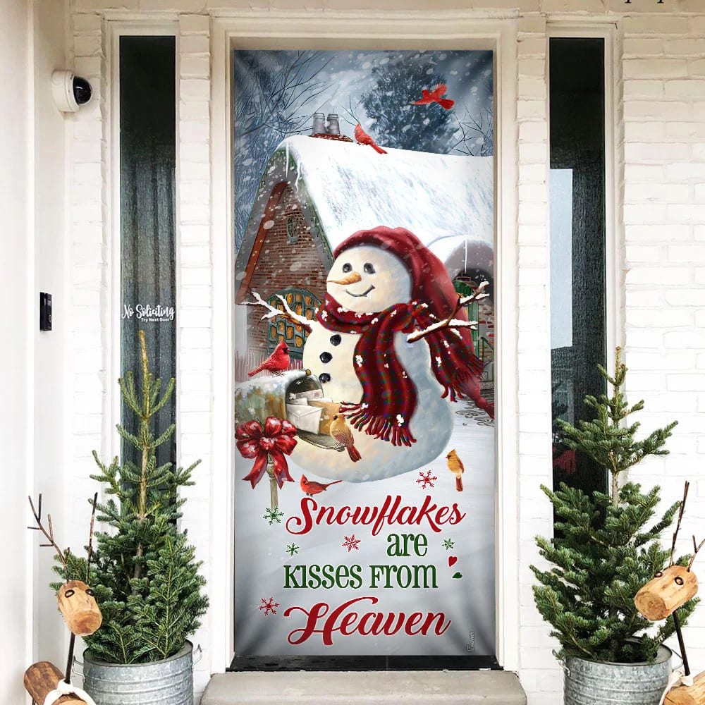 Christmas Door Cover Snowflakes Are Kisses From Heaven - Christmas Door Cover