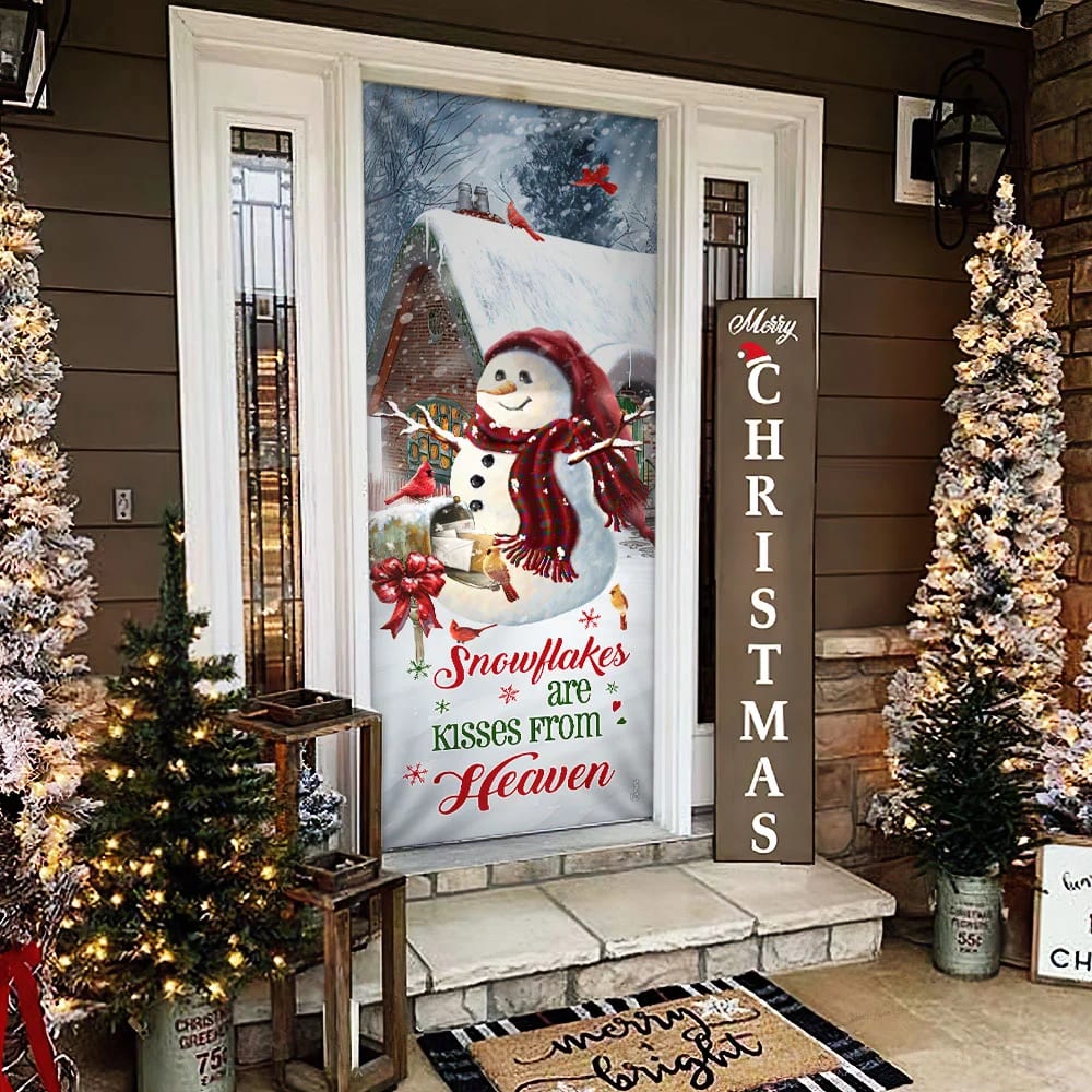 Christmas Door Cover Snowflakes Are Kisses From Heaven - Christmas Door Cover